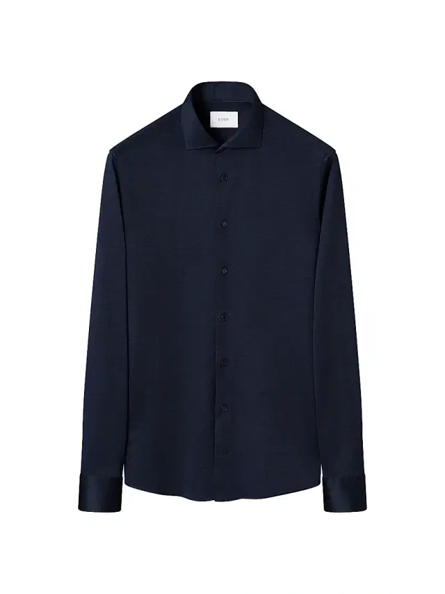 Men's Slim-Fit Filo di Scozia Cotton Shirt - Navy Blue - Size 17.5
