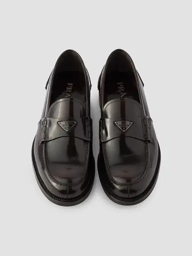 Prada Men's Brushed Leather Loafers - Brown | Thumbnail 2