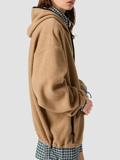 Miu Miu Women's Cotton Fleece Zipper Hoodie - Brown | Thumbnail 3
