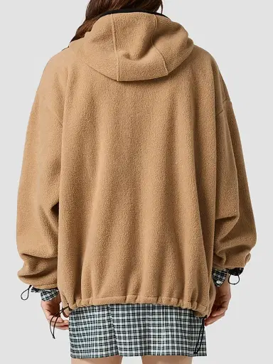Miu Miu Women's Cotton Fleece Zipper Hoodie - Brown | Thumbnail 4