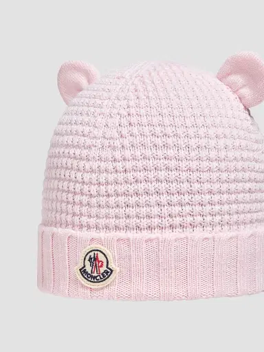 Moncler Baby's Beanie in Wool - Light Pink | Thumbnail 3 Moncler Baby's Beanie in Wool - Light Pink | Thumbnail 3
