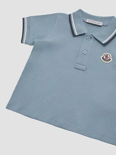Moncler Baby Boy's & Little Boy's Polo Shirt in Cotton Piquet - Light Blue | Thumbnail 3