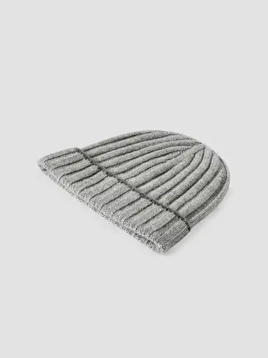 Brunello Cucinelli Men's Cashmere Rib Knit Beanie - Light Grey | Thumbnail 2