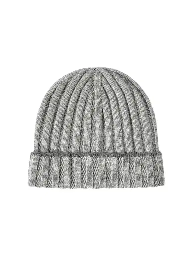 Brunello Cucinelli Men's Cashmere Rib Knit Beanie - Light Grey | Thumbnail 1