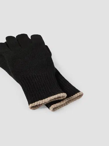 Brunello Cucinelli Men's Cashmere Knit Gloves - Black | Thumbnail 2