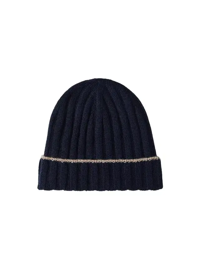 Brunello Cucinelli Men's Cashmere Rib Knit Beanie - Navy Blue