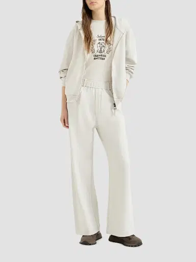 Brunello Cucinelli Women's Cotton Smooth French Terry Sweatshirt with Shiny Zipper Pull - Milk | Thumbnail 6