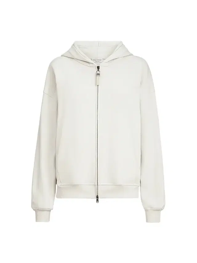 Women's Cotton Smooth French Terry Sweatshirt with Shiny Zipper Pull - Milk