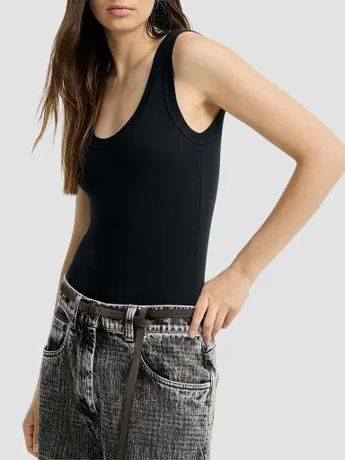 Brunello Cucinelli Women's Stretch Cotton Ribbed Jersey Top with Monili - Black - Size XXXXL | Thumbnail 3 Brunello Cucinelli Women's Stretch Cotton Ribbed Jersey Top with Monili - Black - Size XXXXL | Thumbnail 3