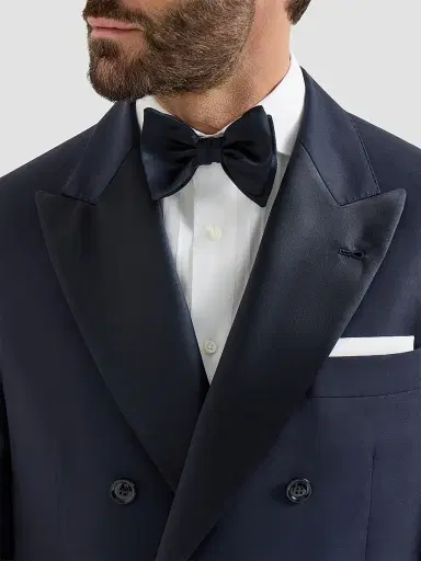 Brunello Cucinelli Men's Cotton and Silk Satin Bow Tie | Thumbnail 3