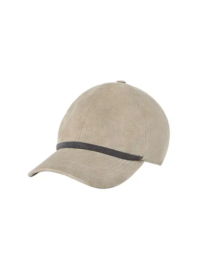 Women's Suede Baseball Cap with Shiny Band - Light Beige