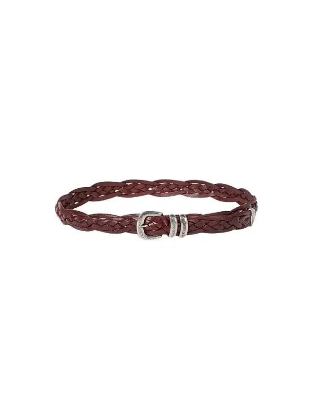 Brunello Cucinelli Men's Braided Calfskin Belt with Detailed Buckle - Tobacco