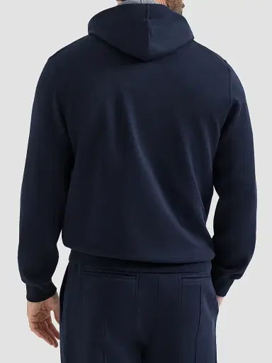 Brunello Cucinelli Men's Cotton, Cashmere and Silk French Terry Double Cloth Hooded Sweatshirt - Cobalt | Thumbnail 3