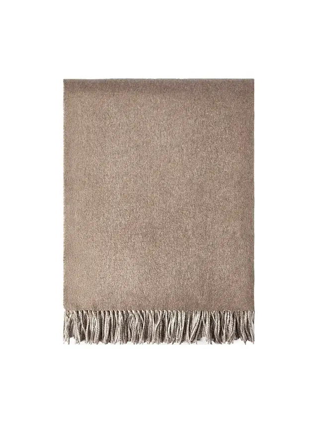Brunello Cucinelli Silk Double Cloth Throw with Fringe - Beige
