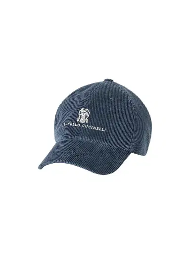 Brunello Cucinelli Men's Comfort Cotton and Cashmere Corduroy Baseball Cap - Blue | Thumbnail 1
