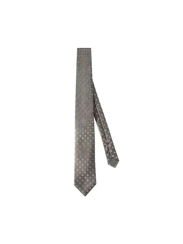 Brunello Cucinelli Men's Silk Tie with Geometric Floral Pattern - Grey