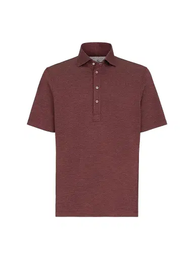 Brunello Cucinelli Men's Virgin Wool, Silk and Cotton Piqué Polo Shirt - Burgundy - Size XXXXL | Thumbnail 1 Brunello Cucinelli Men's Virgin Wool, Silk and Cotton Piqué Polo Shirt - Burgundy - Size XXXXL | Thumbnail 1