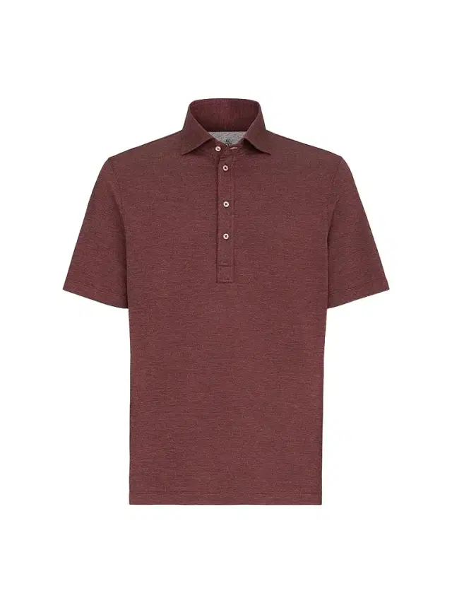 Men's Virgin Wool, Silk and Cotton Piqué Polo Shirt - Burgundy - Size XXXXL