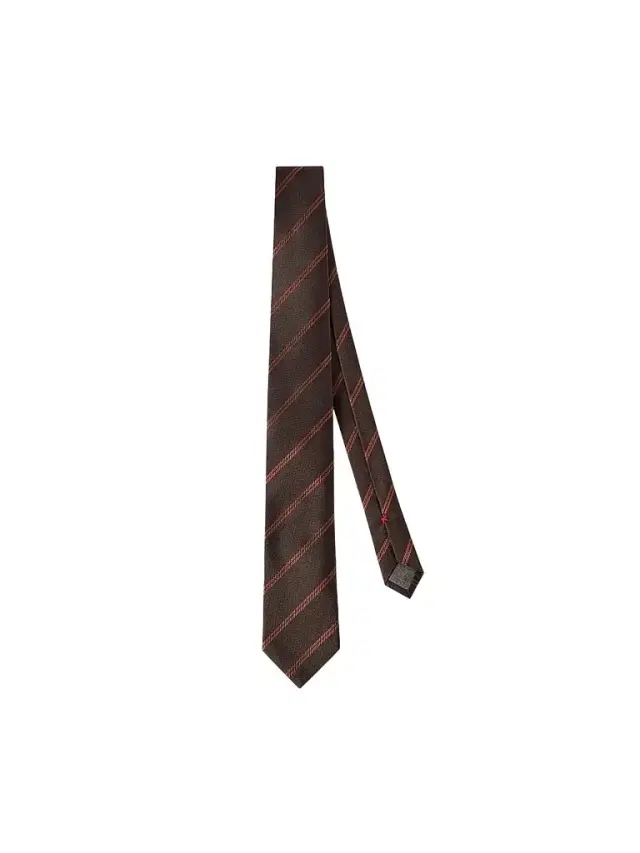 Men's Striped Silk Tie - Rust Brown