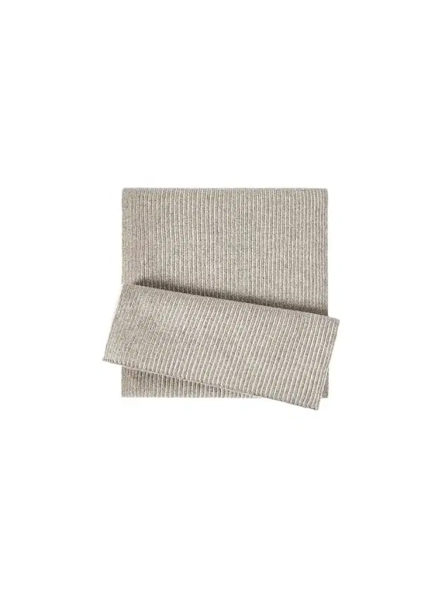 Men's Cashmere English Rib Vanisé Knit Scarf - Light Grey