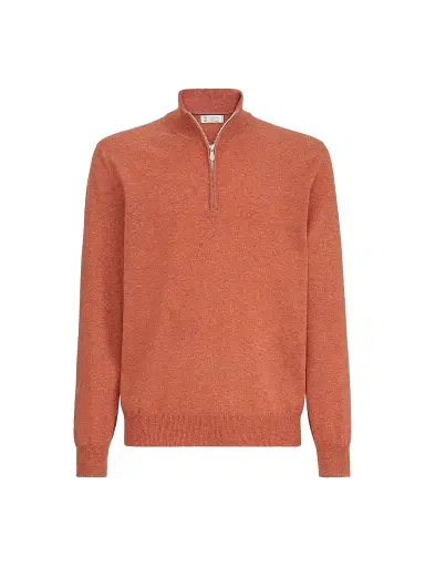 Brunello Cucinelli Men's Cashmere Sweater with Half Zip | Thumbnail 1 Brunello Cucinelli Men's Cashmere Sweater with Half Zip | Thumbnail 1