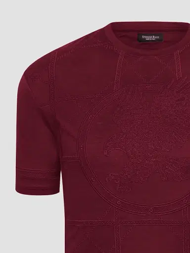 Stefano Ricci Men's Embroidered Cotton T-Shirt - Dark Red - Size XXXL | Thumbnail 2
