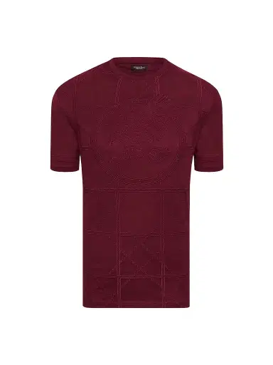 Stefano Ricci Men's Embroidered Cotton T-Shirt - Dark Red - Size XXXL | Thumbnail 1