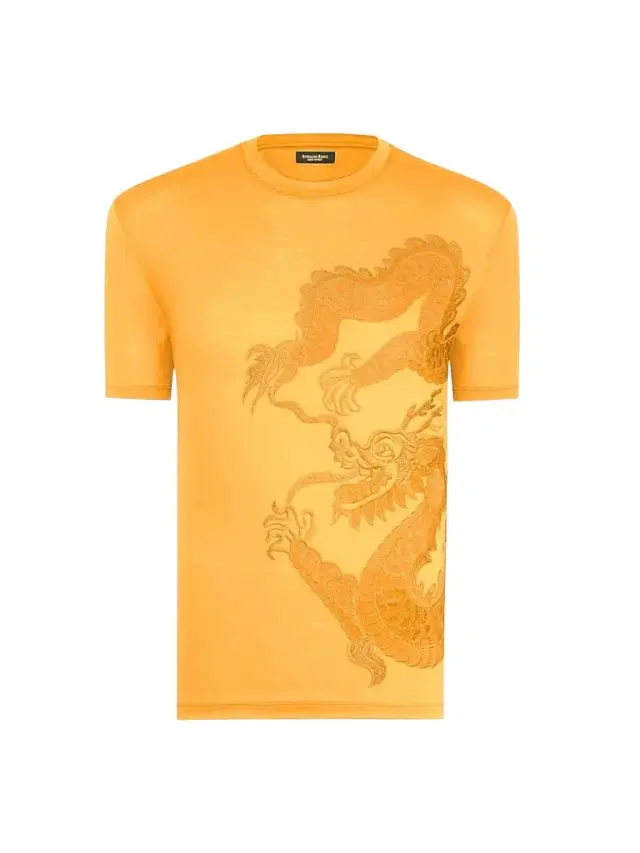 Stefano Ricci Men's Dragon Embroidered Design T-Shirt - Honey Yellow