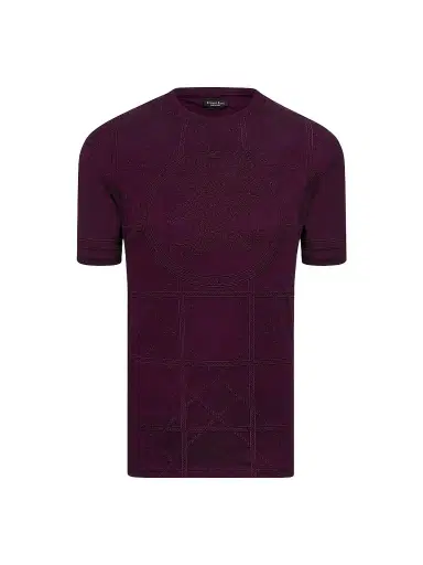 Stefano Ricci Men's Embroidered Cotton T-Shirt - Dark Purple | Thumbnail 1 Stefano Ricci Men's Embroidered Cotton T-Shirt - Dark Purple | Thumbnail 1