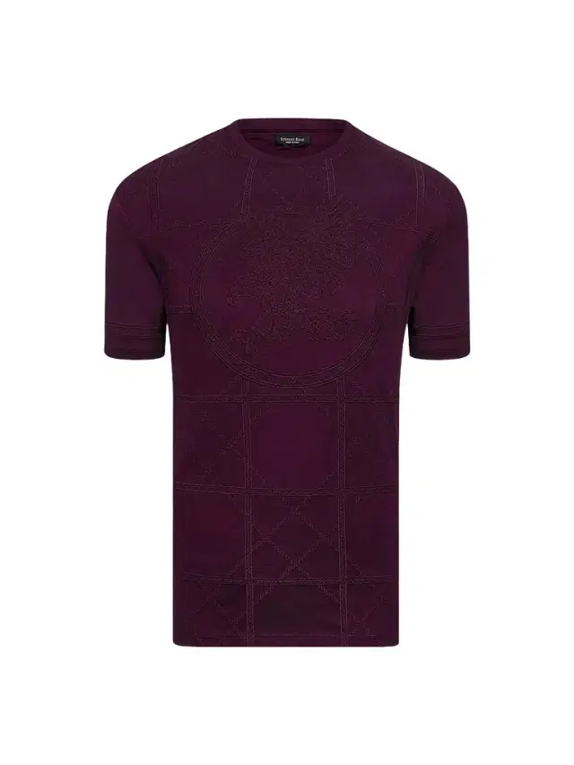 Stefano Ricci Men's Embroidered Cotton T-Shirt - Dark Purple - Size XXXL