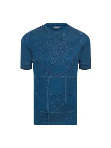 Stefano Ricci Men's Embroidered Cotton T-Shirt - Dark Blue - Size XL | Thumbnail 1