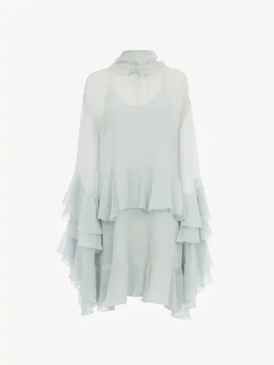 Chloé Mini ruffled dress in silk mousseline | Thumbnail 2