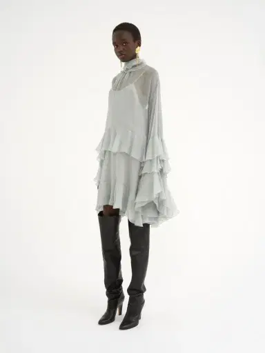 Chloé Mini ruffled dress in silk mousseline | Thumbnail 4
