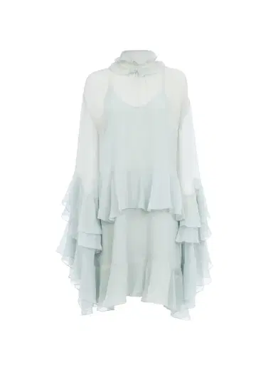 Chloé Mini ruffled dress in silk mousseline | Thumbnail 1
