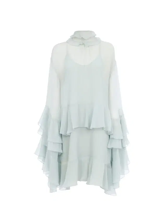 Chloé Mini ruffled dress in silk mousseline