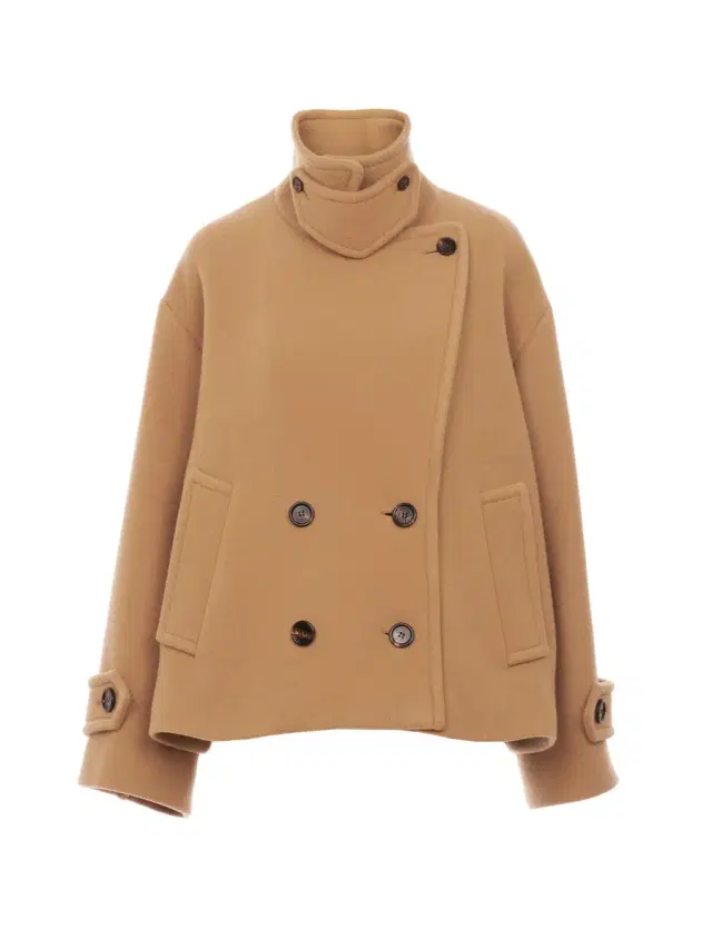 Oversized short coat in wool