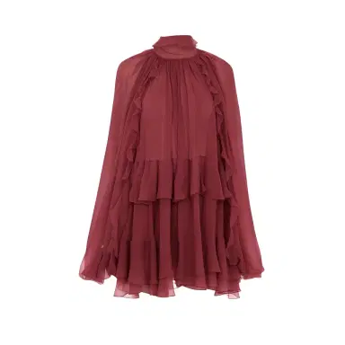 Chloé Mini cape dress in silk mousseline | Thumbnail 1