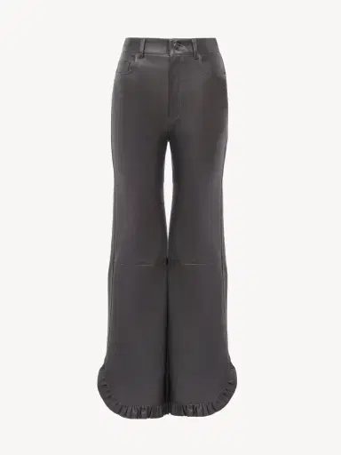 Chloé Ruffled flared pants in leather | Thumbnail 2
