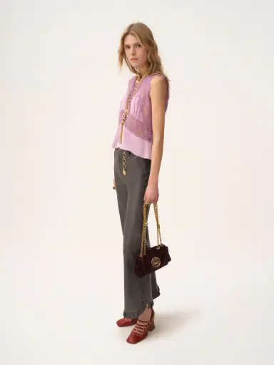 Chloé Ruffled flared pants in leather | Thumbnail 4