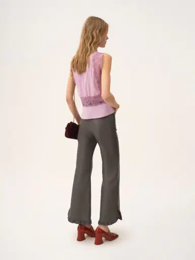 Chloé Ruffled flared pants in leather | Thumbnail 5