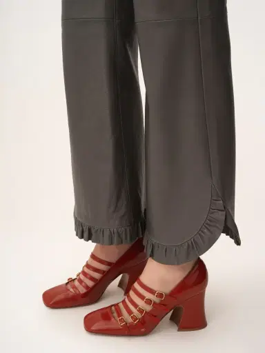 Chloé Ruffled flared pants in leather | Thumbnail 6