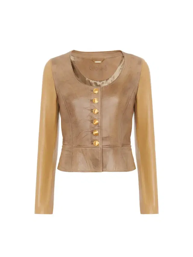 Chloé Scoop-neck cinched jacket in leather