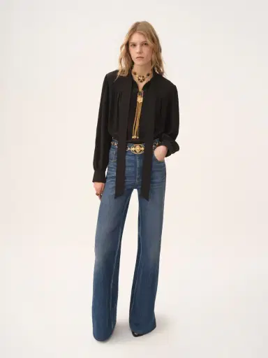 Chloé Maxi gathered lavallière blouse in crêpe de chine | Thumbnail 3