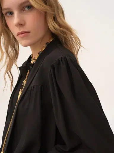 Chloé Maxi gathered lavallière blouse in crêpe de chine | Thumbnail 6