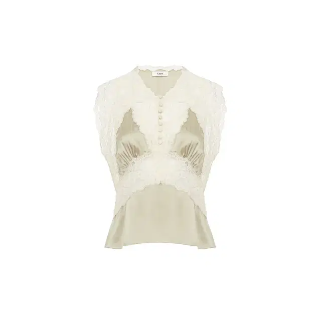 V-neck top in silk satin & lace V-neck top in silk satin & lace