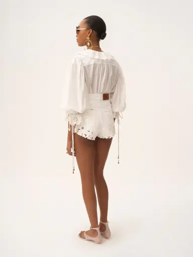 Chloé Puff-sleeve V-neck top in cotton voile | Thumbnail 4 Chloé Puff-sleeve V-neck top in cotton voile | Thumbnail 4