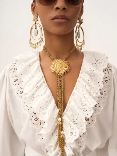 Chloé Puff-sleeve V-neck top in cotton voile | Thumbnail 5 Chloé Puff-sleeve V-neck top in cotton voile | Thumbnail 5