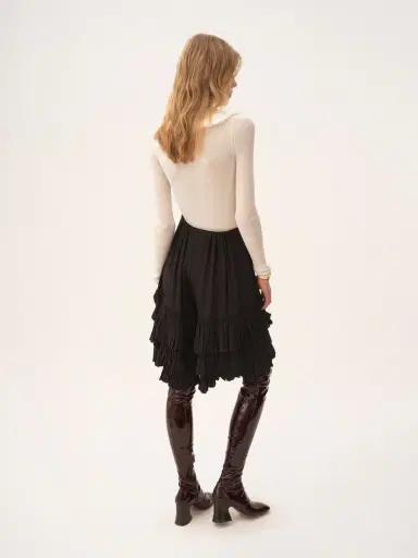 Chloé Collared Henley shirt in superfine wool knit & lace | Thumbnail 5