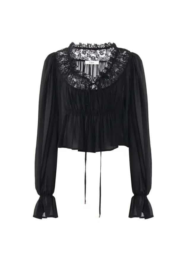 Scoop-neck cropped top in silk georgette & lace