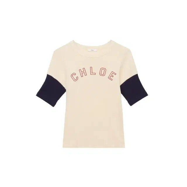 Chloé Fitted logo T-shirt in flamé cotton wool